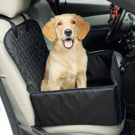 A dog in a Robust waterproof and non-slip dog seat cover for car travel